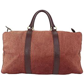 Dior Burgundy Embossed Monogram Trotter Suede Boston Duffle Bag 41da422