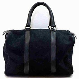 Dior Duffle Navy Monogram Trotter Boston Embossed 873000 Blue Suede Leather Satchel