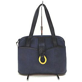 Christian Dior Navy Blue Lady Tote Shoulder Bag 862524