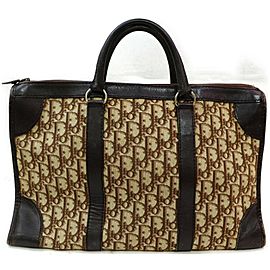 Dior Large Travel Boston Signature Monogram Oblique Trotter 872538 Browns Canvas Tote