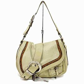 Dior Messenger Gaucho Saddle 873007 Beige Leather Shoulder Bag