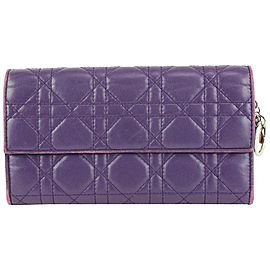 Dior Purple Quilted Cannage Bifold Long Wallet 1DR929