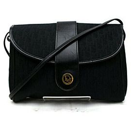 Dior Signature Monogram Trotter Flap 872856 Black Canvas Cross Body Bag