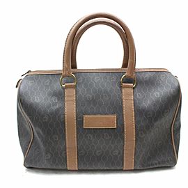 Dior Signature Oblique Monogram Trotter Boston 869842 Brown Coated Canvas Satchel