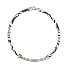 David Yurman Sterling Silver & 18K Yellow Gold with 0.78ctw Diamonds Metro Choker Necklace