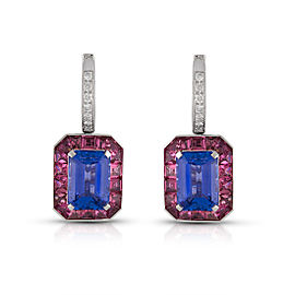 Roberto Coin Art Deco 18k White Gold Pink tourmaline, violet tanzanite Earrings