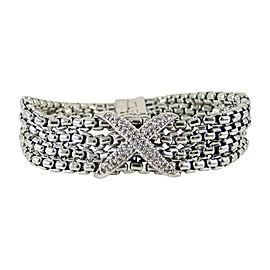 David Yurman Sterling Silver Chain Pave Diamond Bracelet