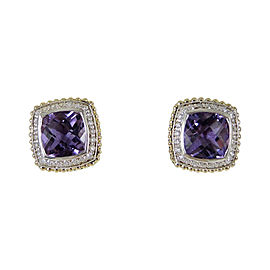 Lagos Sterling Silver 18K Yellow Gold Amethyst Diamond Prism Earrings