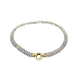 Lagos Sterling Silver & 18K Yellow Gold Diamond Circle Game Necklace