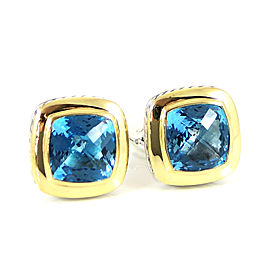 David Yurman Sterling Silver 18K Yellow Gold Blue Topaz Earrings