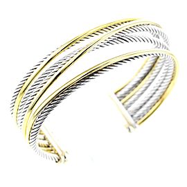 David Yurman SS/18K Cross Over Cuff Bracelet