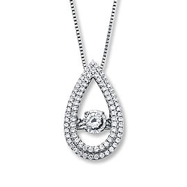 Jared White Diamonds In Rhythm Teardrop 1ct 14k Gold Pendant Necklace