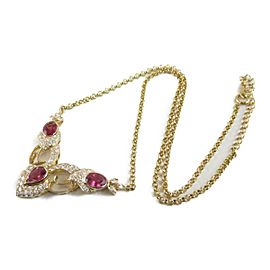 JEWELRY 18k pink gold Tourmaline diamond necklace RCB-32