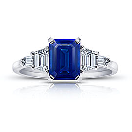 David Gross Emerald Blue Sapphire and Diamond Ring