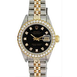 Black Datejust Diamond Dial Diamond Bezel Approx 1.40ctw 26mm Watch