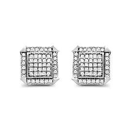 10K White Gold 1.0 Cttw Diamond Composite with Halo Stud Earrings (H-I Color, I1-I2 Clarity)