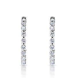 Kaitlyn Carat Round Brilliant Diamond Hoop Earrings in 14k White Gold