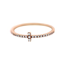 18k Rose Gold .14ct Diamond Cross Ring