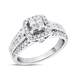 14K White Gold 1.05 Ct. Diamond Halo Princess Promise Ring