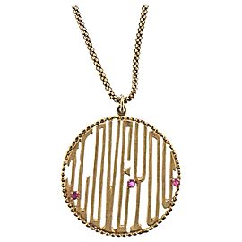 Ruby Gold I Love You Medallion Pendant Necklace