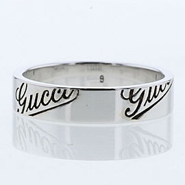 GUCCI 18k White Gold Logo icon Ring LXGBKT-960