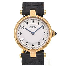 CARTIER Vermeille 590004 SV925 (GP)/Leather Quartz Ladies Watch LXGJHW-8