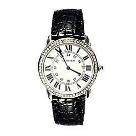 Cartier Stainless Steel Leather & Diamond 36mm Watch