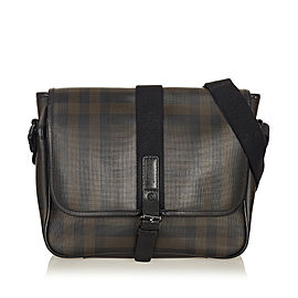 Burberry Smoke Check Coated Canvas Crossbody Bag