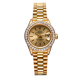 18K Yellow Gold Rolex DateJust President 69178 Champagne Dial With 0.80CT Diamond Bezel