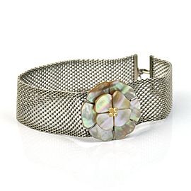 Chanel Silver-Tone Shell Flower Bracelet