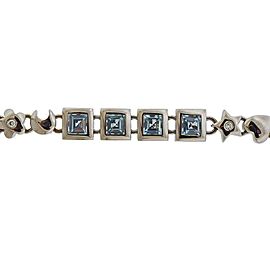 Gold Blue Topaz Diamond Bracelet