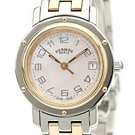 HERMES Clipper MOP Dial Pink Gold Plated Steel Watch CL4.221 LXGoodsLE-354