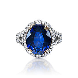 Jocelyn Carat Oval Cut Blue Sapphire Ring in 18k White Gold