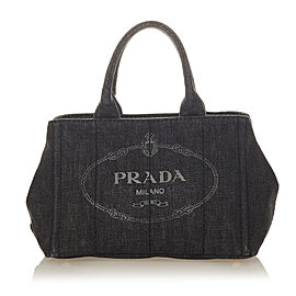 Prada Canapa Logo Denim Handbag