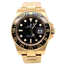 Rolex GMT Master II 116718 Black Dial 18k Yellow Gold Watch 40mm