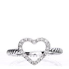 David Yurman Sterling Silver Diamond 10mm Open Heart Ring