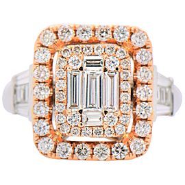 Multi-Baguette Diamond Double Frame Ring in 18 Karat White and Rose Gold