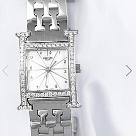 HERMÈS HEURE H 25mm Steel 0.91TCW DIAMOND Watch