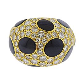 Diamond Enamel Gold Dome Ring