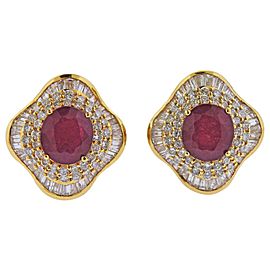 Ruby Diamond Gold Cocktail Earrings