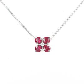 TASAKI 950 Platinum Flower Ruby Necklace LXGYMK-442