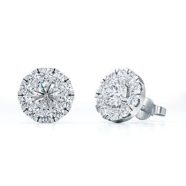 0.50 Ct Round Shape Lab-Grown Diamond Halo Earrings set in 14K White Gold