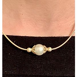 South Sea Pearl Diamond Necklace 12.88 mm 14k Gold Italy Certified $1,950 820702