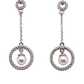 Akoya Pearl Earrings 14 KT White Gold 5.25 mm Certified $990