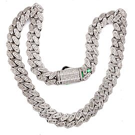 14K White Gold 16MM Princess Diamond Miami Cuban Chain 16.50 CT 22"