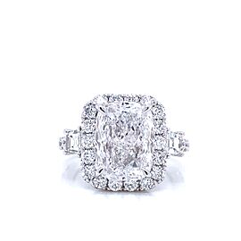 6 Carat Cushion Cut Lab Grown Diamond Engagement Ring IGI Certified Halo Eternity