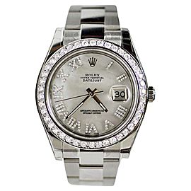 Rolex DateJust II 116300 3.15ctw Custom Diamond Bezel 41mm Mens Watch