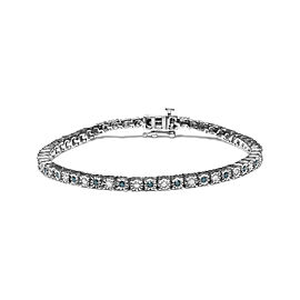 True .925 Sterling Silver 1.0 Cttw with Alternating Round White Diamond and Round Treated Green Diamond Tennis Bracelet (Green and I-J Color, I3 Clarity) - Size 7" Inches