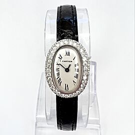 CARTIER BAIGNOIRE Mini 18K White Gold 1.28TCW Diamond Watch