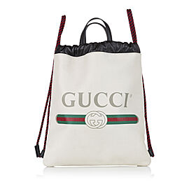 Gucci Logo Drawstring Leather Backpack